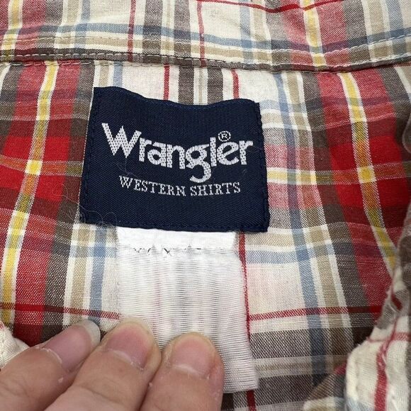 Wrangler Button Up Shirt Mens 2XL Red Brown Western Pearl Snap Rodeo Cowboy - Picture 2 of 4